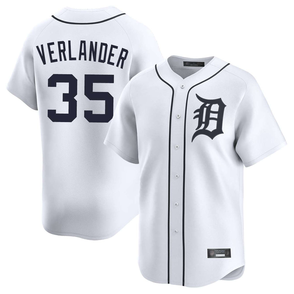 D.Tigers #35 Justin Verlander Player White Home Limited Ddoa Stitched Jerseys