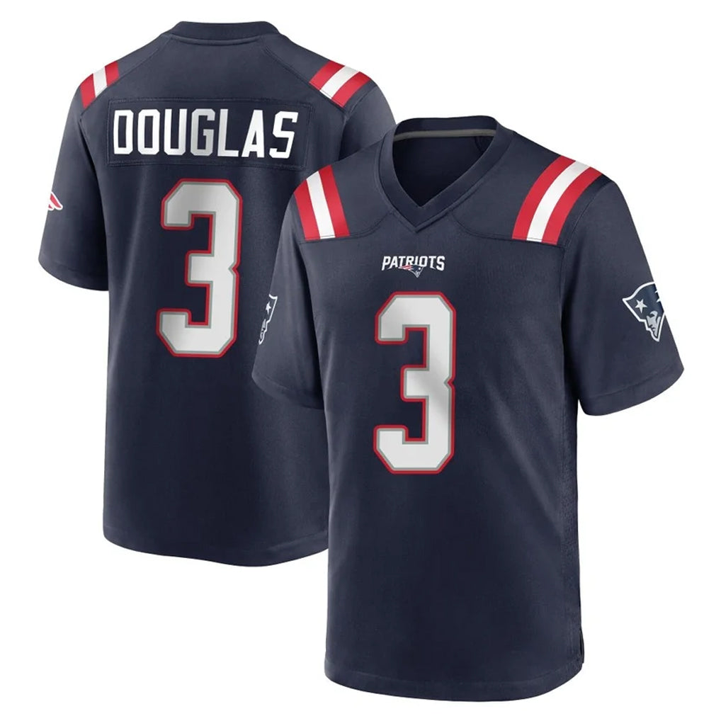 NE.Patriots #3 DeMario Douglas Player Navy Home Game Ddoa Stitched Jerseys