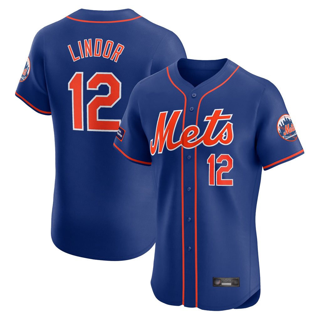 NY.Mets #12 Francisco Lindor Player Royal Limited Elite Home Ddoa Stitched Jerseys