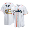 H.Astros #45 Tatsuya Imai Player Gold Collection Game Home Ddoa Stitched Jerseys