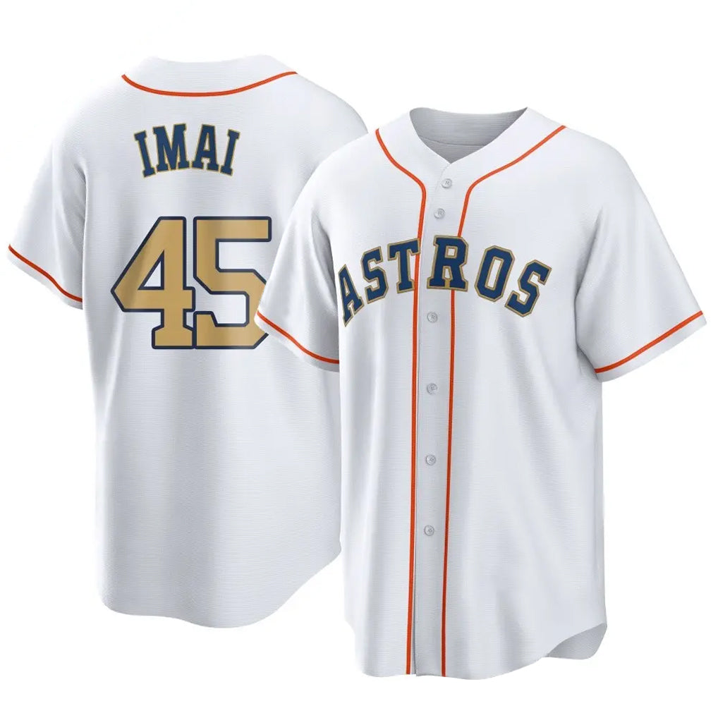 H.Astros #45 Tatsuya Imai Player Gold Collection Game Home Ddoa Stitched Jerseys