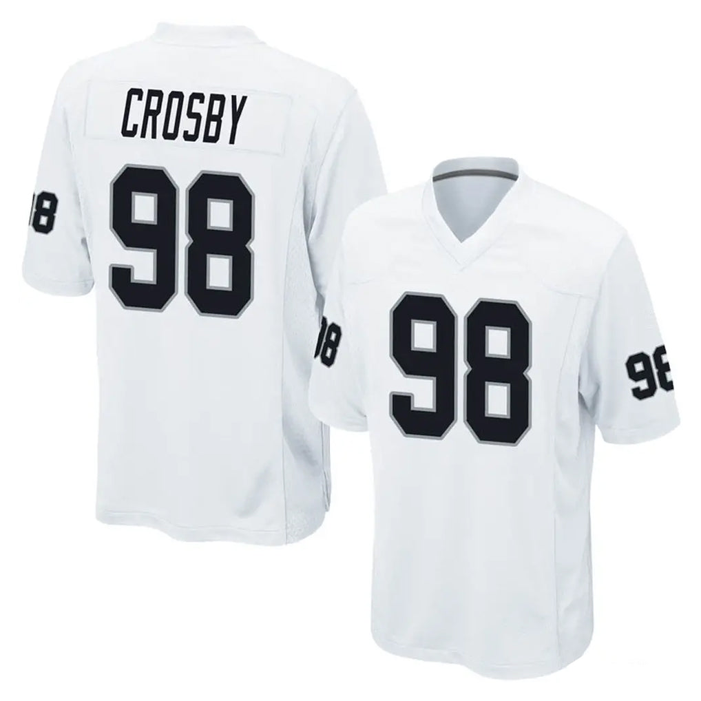 LV.Raiders #98 Maxx Crosby Player White Home Game Ddoa Stitched Jerseys