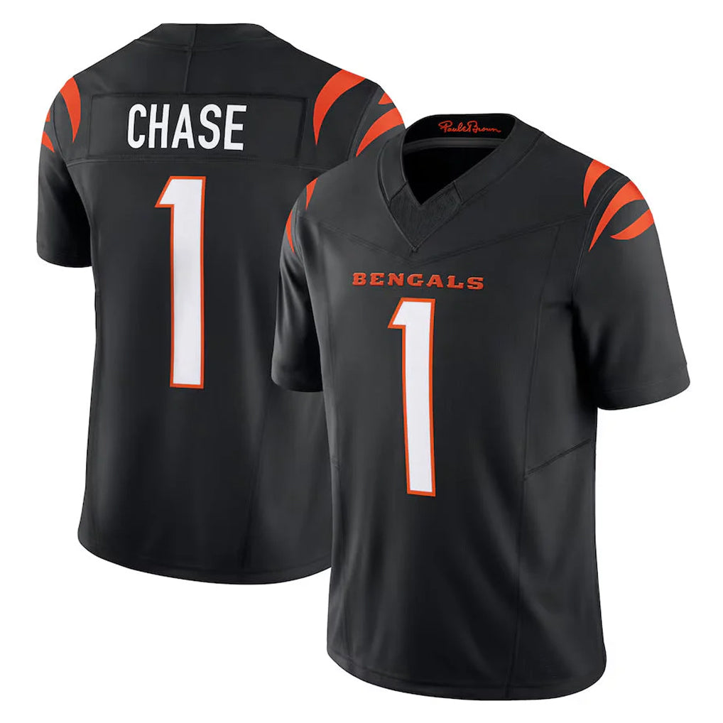 C.Bengals #1 Ja'Marr Chase Player Black Vapor F.U.S.E. Limited Home Game Ddoa Stitched Jerseys