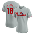 P.Phillies #16 Brandon Marsh Player Gray Home Limited Elite Ddoa Stitched Jerseys