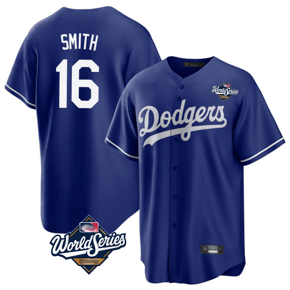 LA.Dodgers #16 Will Smith Player Royal World Series Game Ddoa Stitched Jerseys
