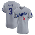 LA.Dodgers #3 Edwin D¨ªaz Player Gray Limited Elite Home Ddoa Stitched Jerseys