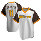 S.Diego Padres #11 Yu Darvish Player White Home Cooperstown Collection Replica Game Ddoa Stitched Jerseys
