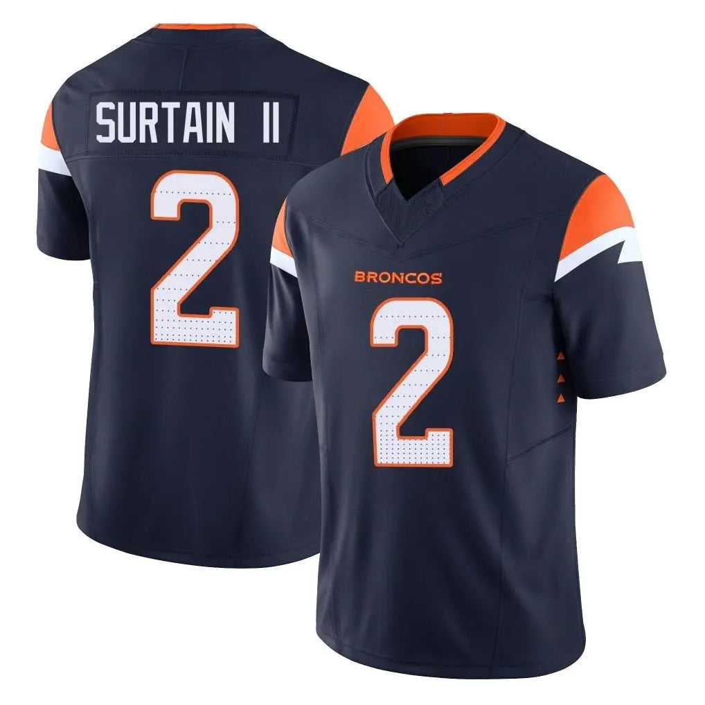 D.Broncos #2 Pat Surtain II Player Navy Limited Vapor F.U.S.E. Home Game Ddoa Stitched Jerseys