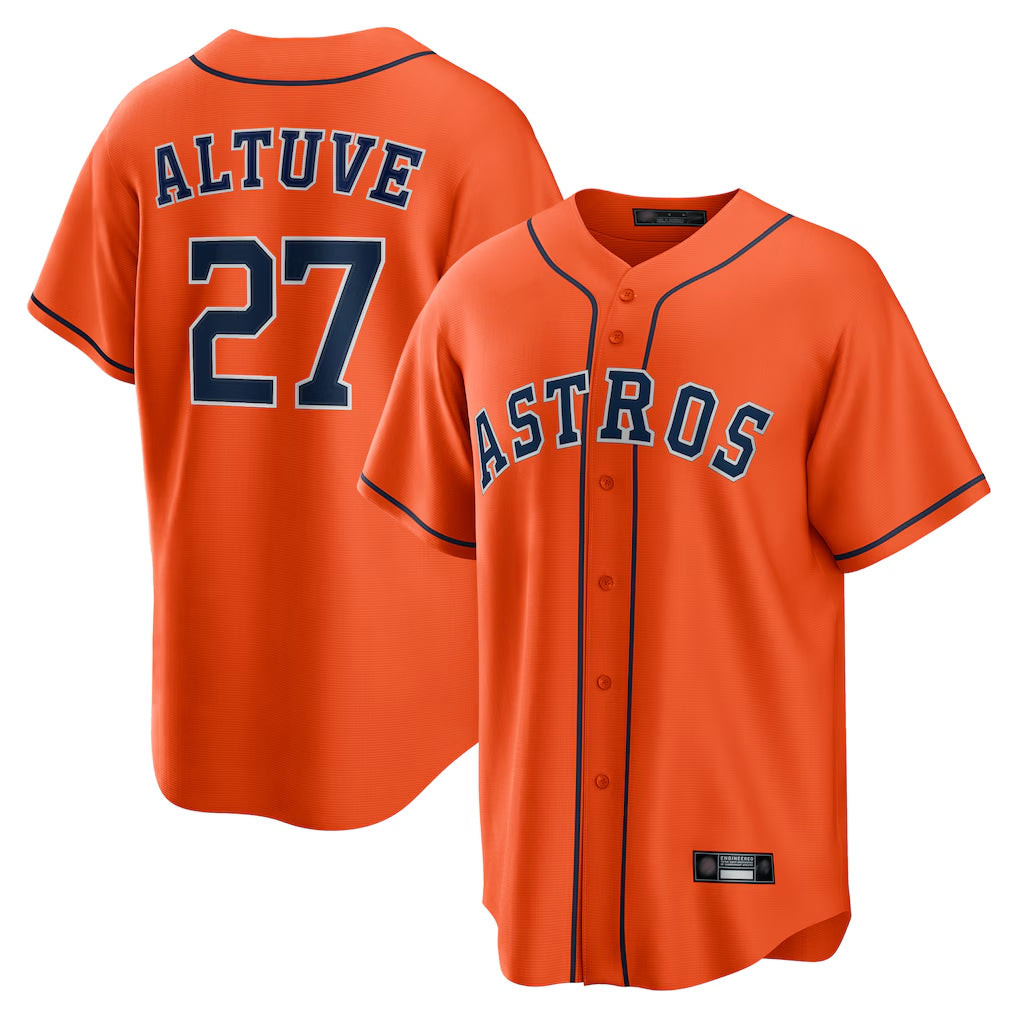 H.Astros #27 Jose Altuve Player Orange Home Game Ddoa Stitched Jerseys