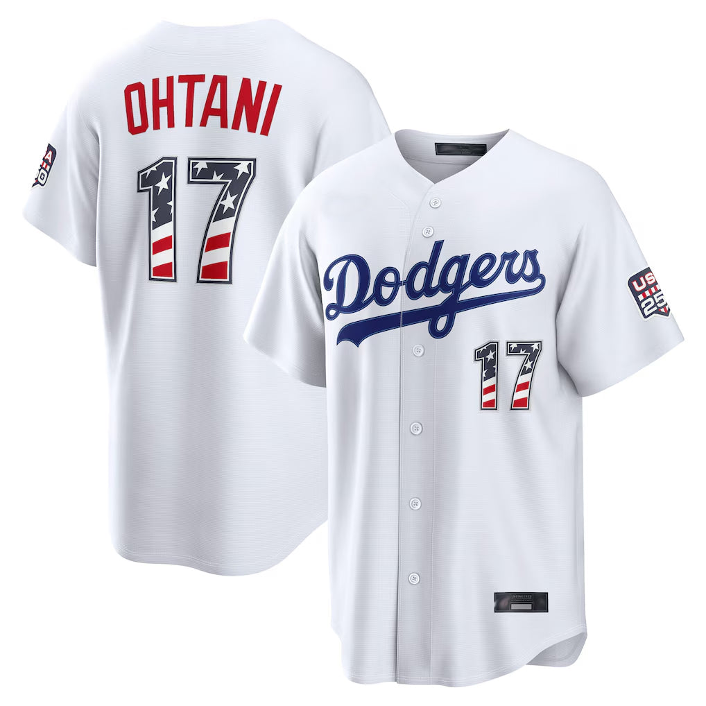 LA.Dodgers #17 Shohei Ohtani Player White USA 250 Fourth of July Limited Home Game Ddoa250Ys Stitched Jerseys