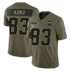 LA.Chargers #83 David Njoku Player Olive 2025 Salute To Service Limited Game Stitched Jerseys