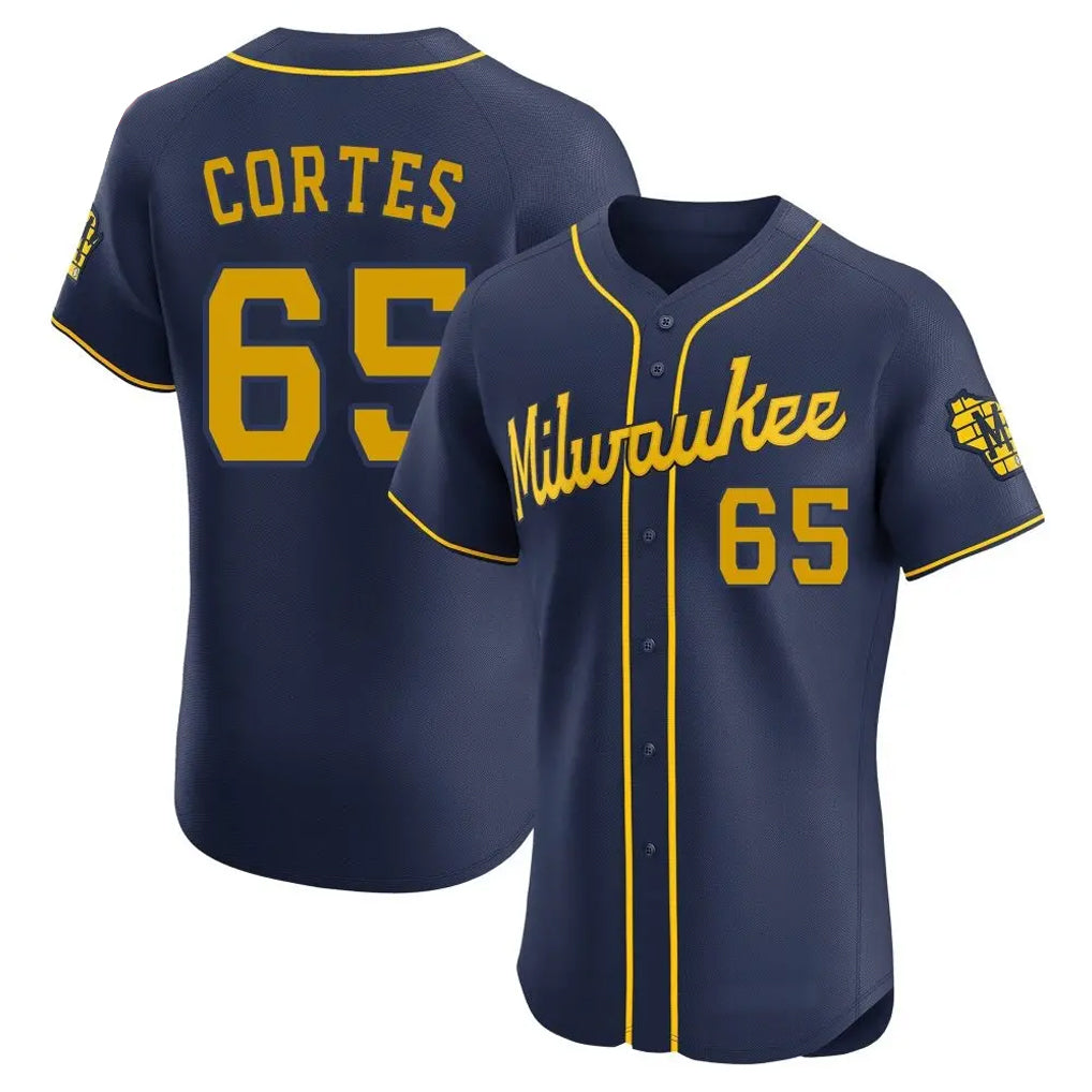 M.Brewers #65 Nestor Cortes Player Navy Home Limited Elite Ddoa Stitched Jerseys