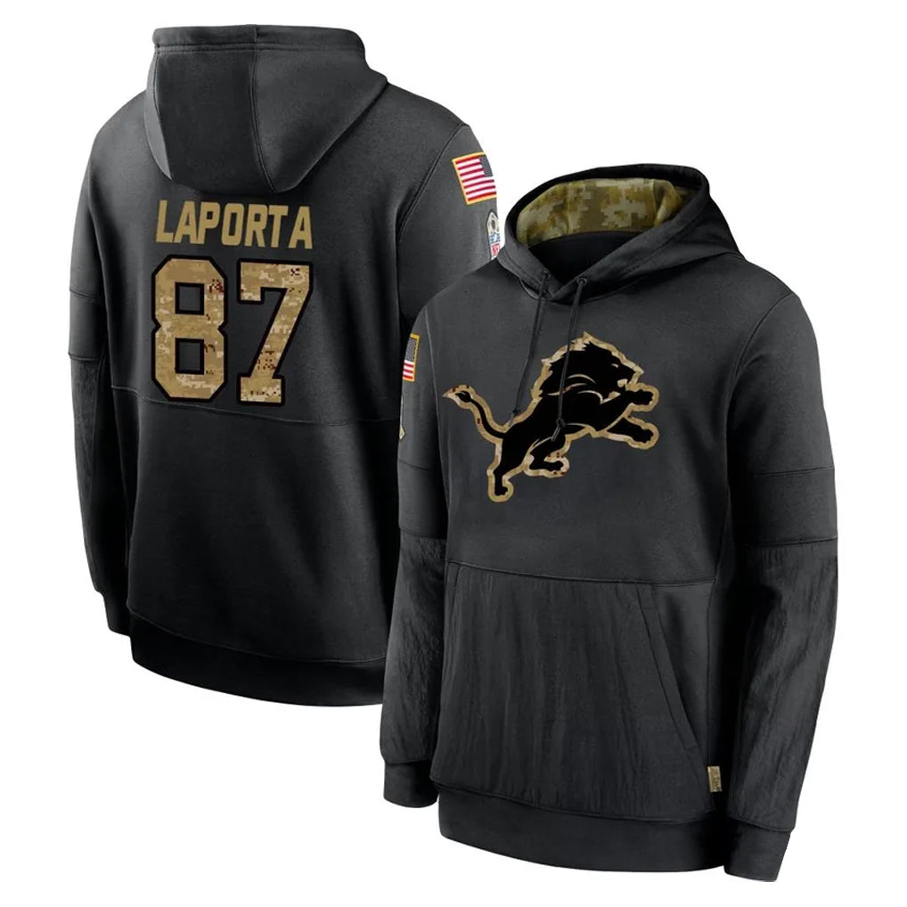D.Lions #87 Sam LaPorta Player Black Salute to Service Hoodies Limited Game Ddoa Stitched Jerseys