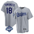 LA.Dodgers #18 Yoshinobu Yamamoto Player Gray World Series Meet Game Ddoa Stitched Jerseys