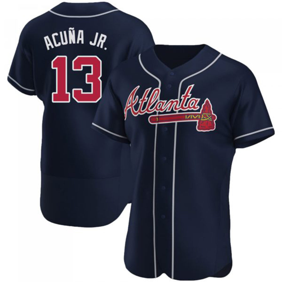 A.Braves #13 Ronald Acuna Jr. Player Navy Limited Elite Stitches Ddoa Stitched Jerseys