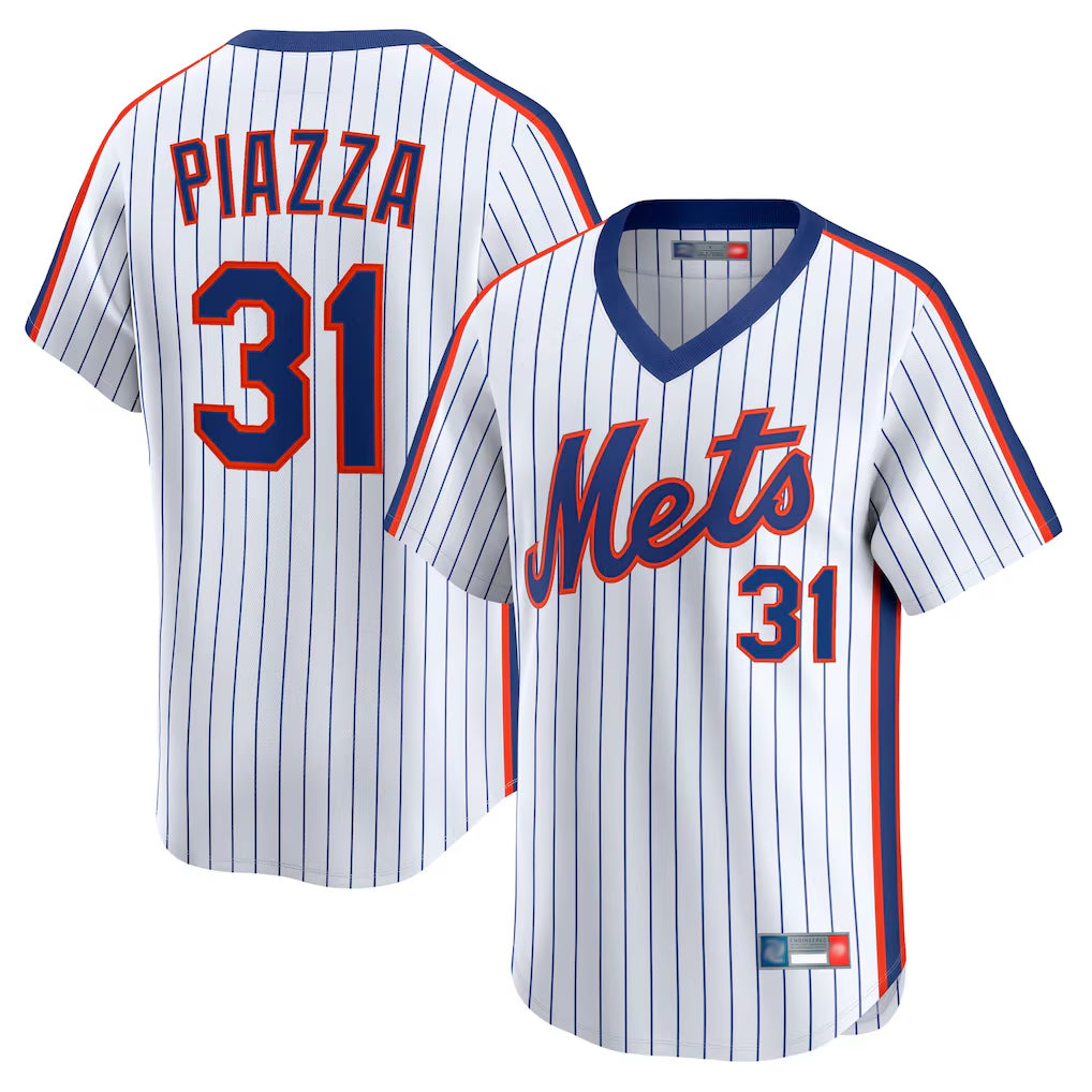 NY.Mets #31 Mike Piazza Player White Cooperstown Collection T-shirt Game Ddoa Stitched Jerseys