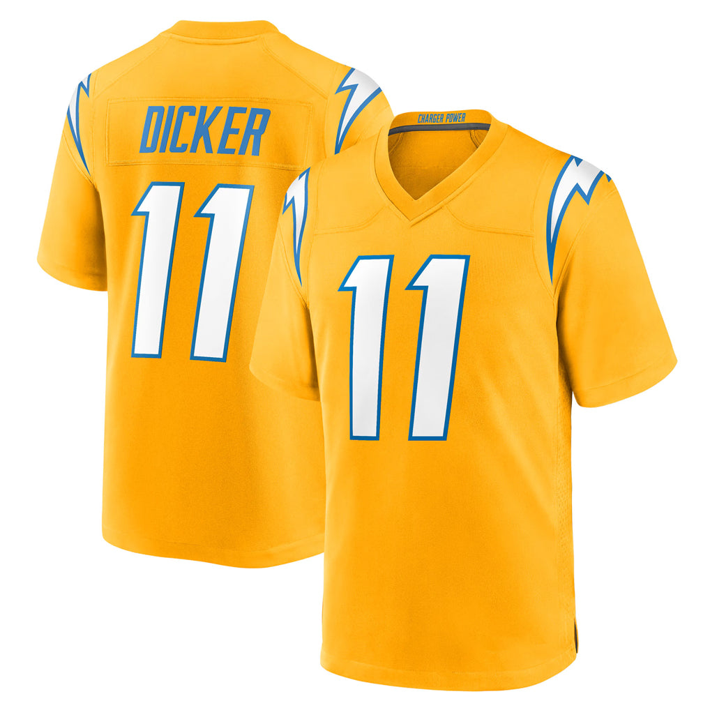 LA.Chargers #11 Cameron Dicker Player Gold Home Game Ddoa Stitched Jerseys