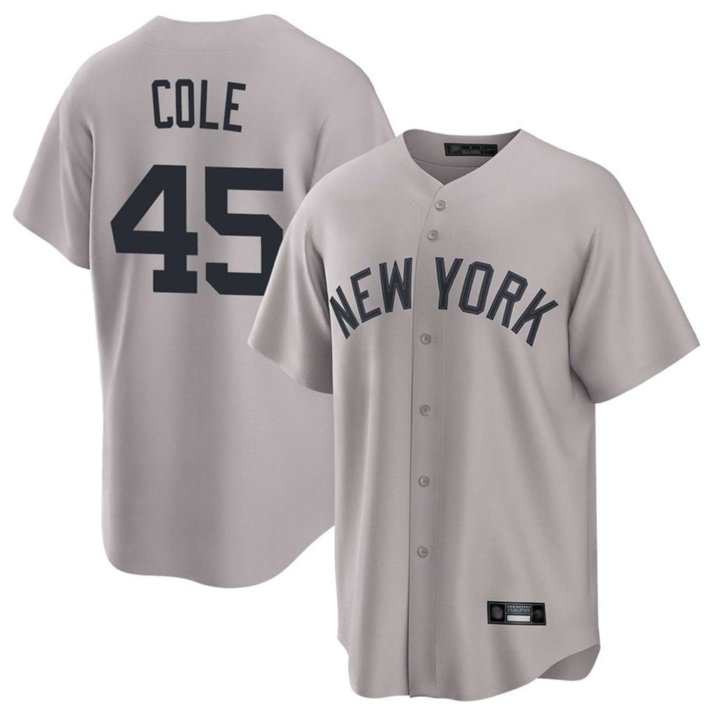 NY.Yankees #45 Gerrit Cole Player Gray Game Home Ddoa Stitched Jerseys