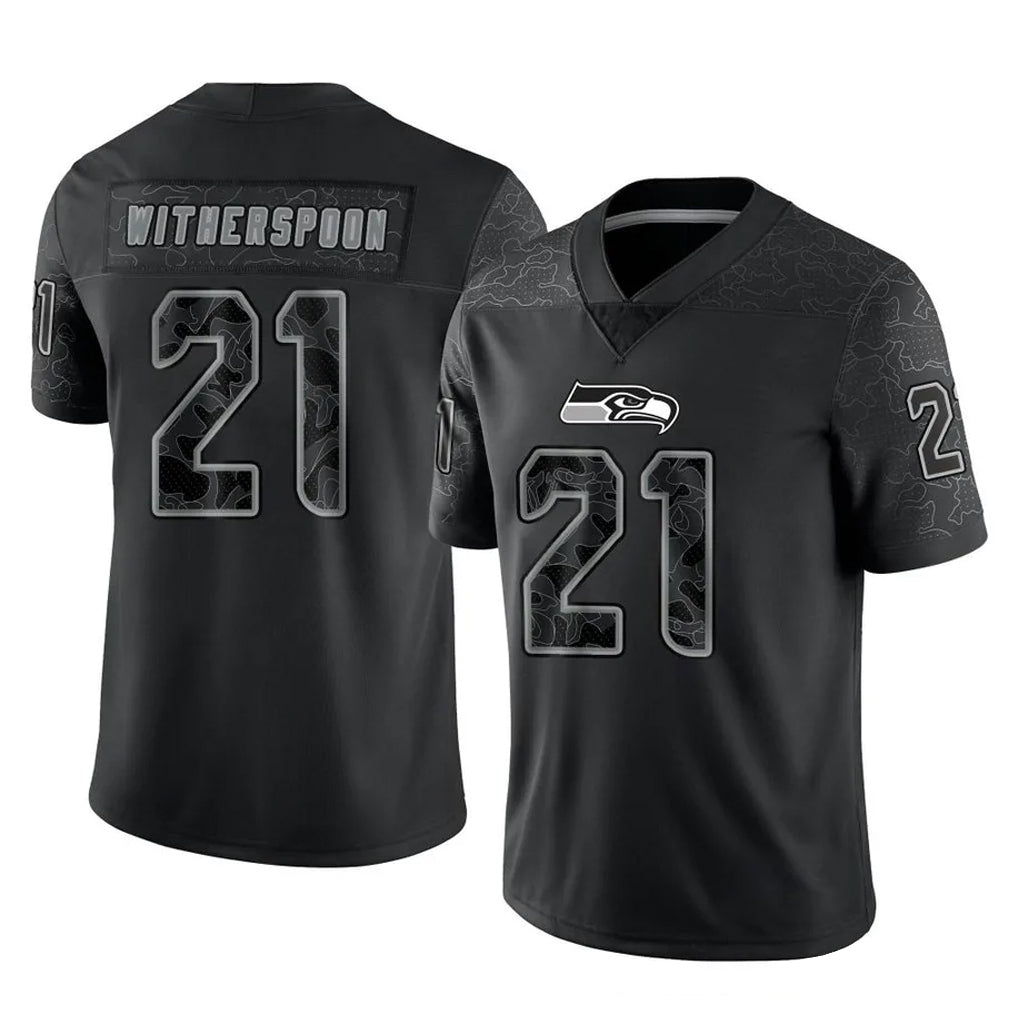 S.Seahawks #21 Devon Witherspoon Player Black Limited Reflective Home Game Ddoa Stitched Jerseys