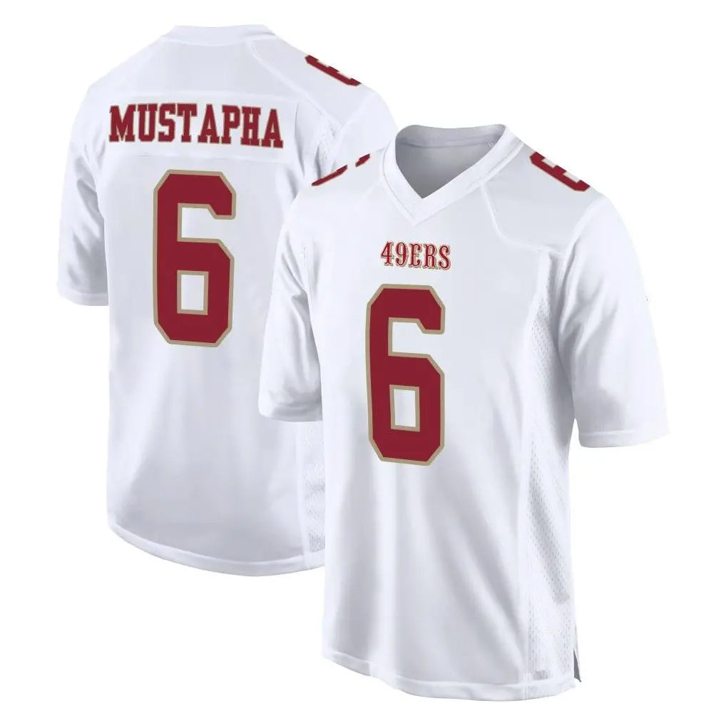 SF.49ers #6 Malik Mustapha Player White Fashion Home Game Ddoa Stitched Jerseys
