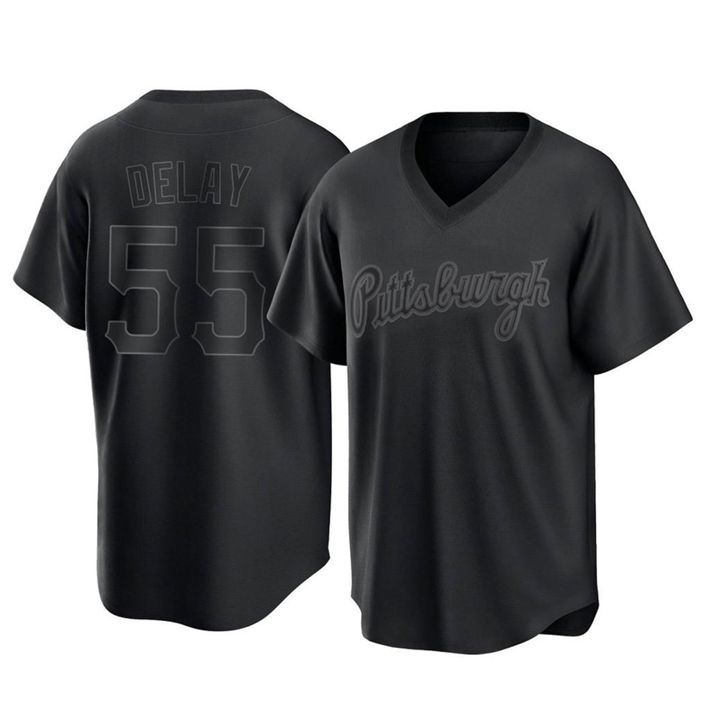P.Pirates #55 Jason Delay Player Black Fashion Home Game Ddoa Stitched Jerseys