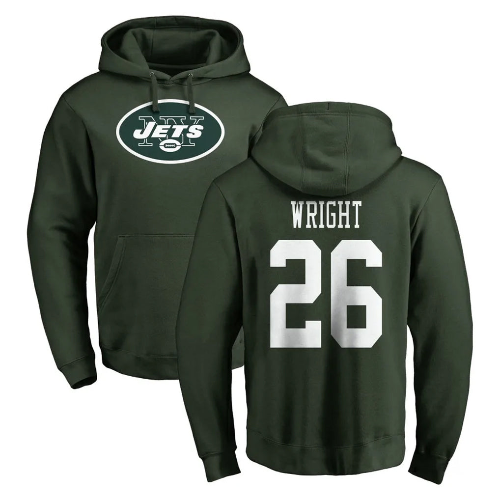 NY.Jets #26 Nahshon Wright Player Green LOGO Pullover Hoodies Limited Game Ddoa Stitched Jerseys