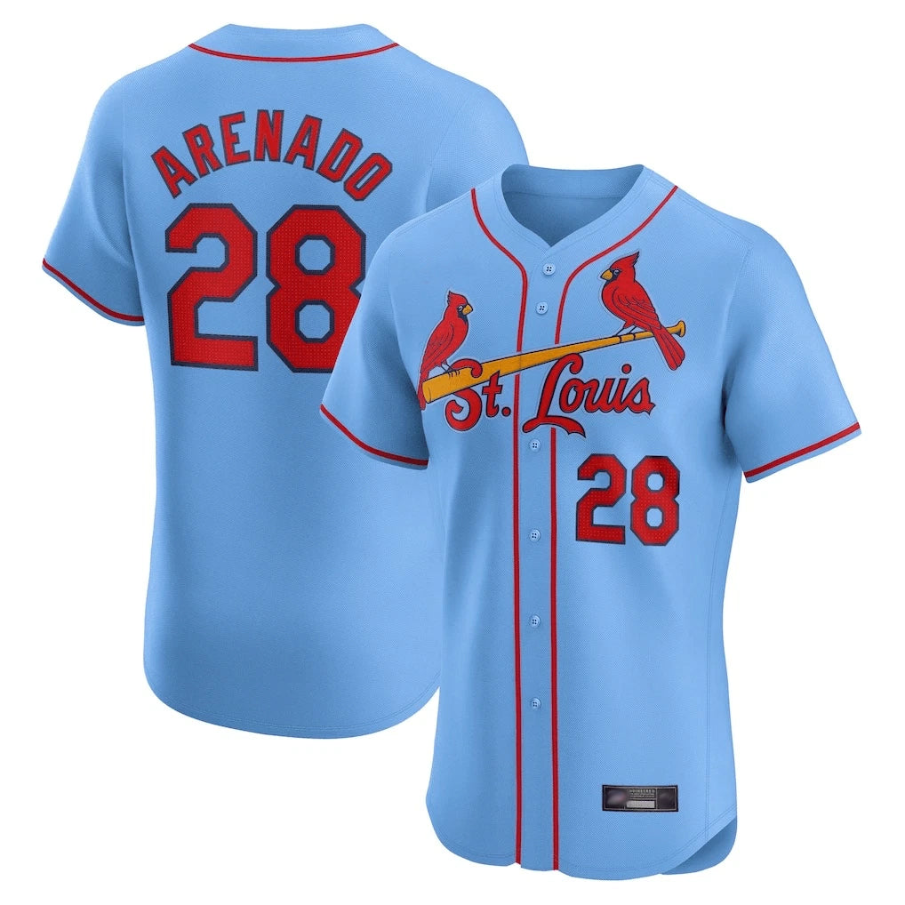 St. Louis Cardinals #28 Nolan Arenado Player Light Blue Home Limited Elite Ddoa Stitched Jerseys