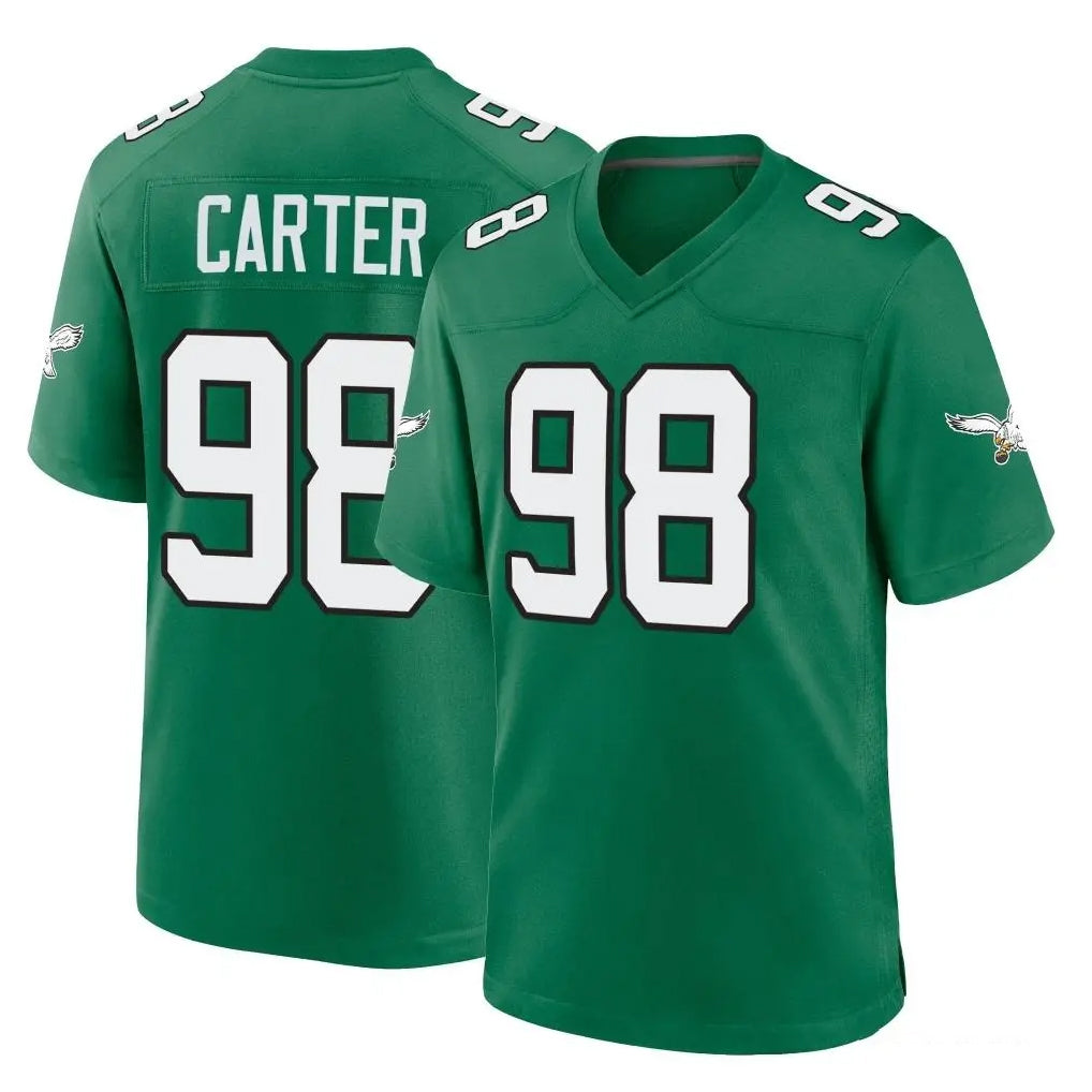 P.Eagles #98 Jalen Carter Player Green Kelly Alternate Home Game Ddoa Stitched Jerseys
