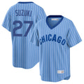 C.Cubs #27 Seiya Suzuki Player Blue T-shirt Cooperstown Collection Limited Ddoa Stitched Jerseys