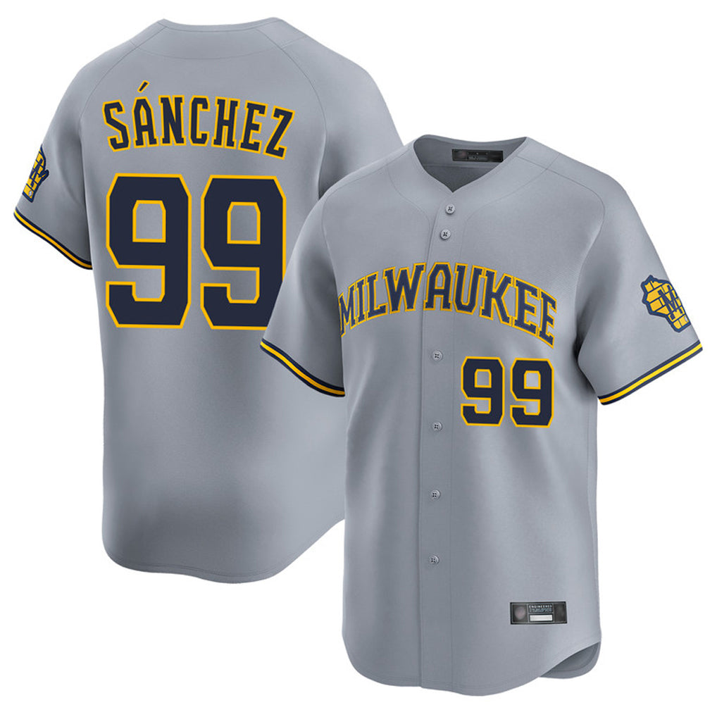 M.Brewers #99 Gary Sanchez Player Gray Home Limited Ddoa Stitched Jerseys