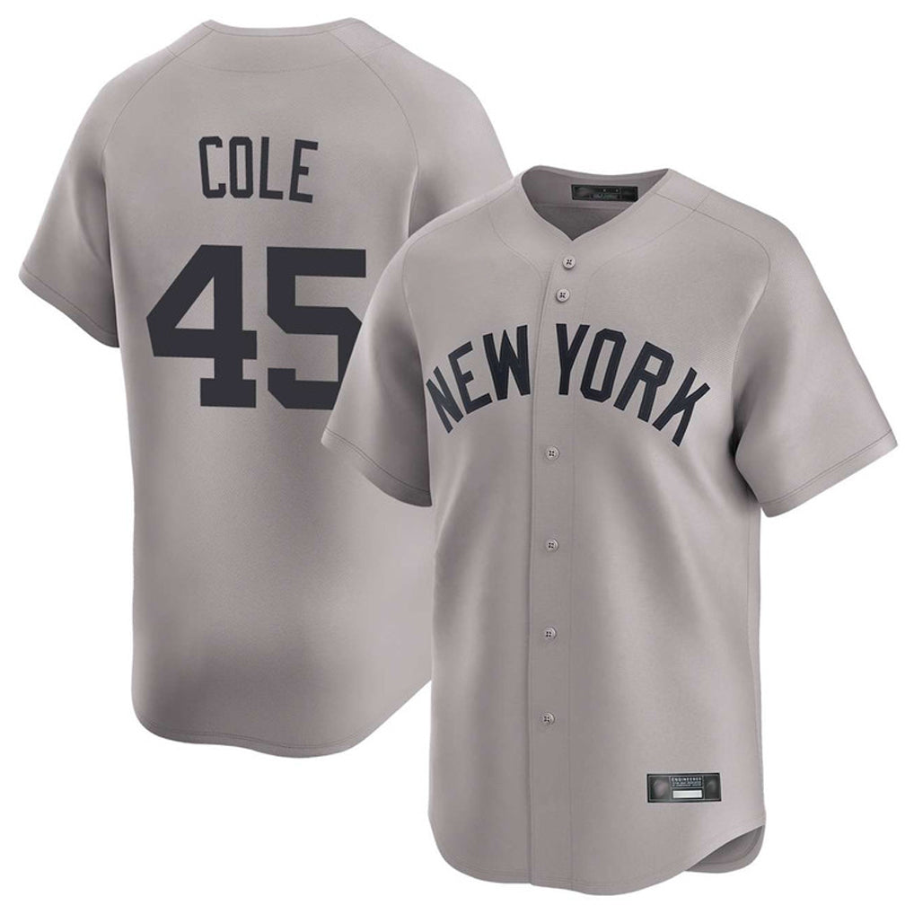 NY.Yankees #45 Gerrit Cole Player Gray Limited Home Ddoa Stitched Jerseys