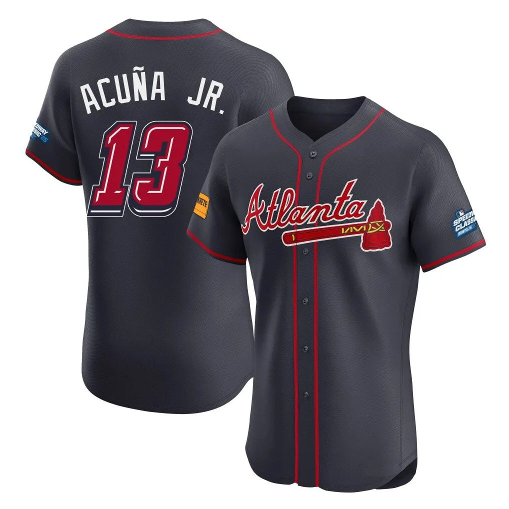 A.Braves #13 Ronald Acuna Jr Player Navy 2025 Speedway Classic Limited Elite Home Game Ddoa Stitched Jerseys