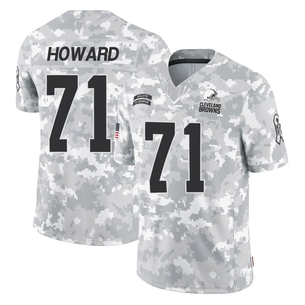 C.Browns #71 Tytus Howard Player Arctic Camo Salute to Service Limited Home Game Ddoa Stitched Jerseys