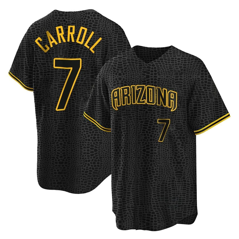 A.Diamondbacks #7 Corbin Carroll Player Black Snake Skin City Home Game Ddoa Stitched Jerseys