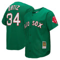 B.Red Sox #34 David Ortiz Player Green Mitchell & Ness Cooperstown Collection Mesh Home Ddoa Stitched Jerseys