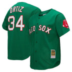 B.Red Sox #34 David Ortiz Player Green Mitchell & Ness Cooperstown Collection Mesh Home Ddoa Stitched Jerseys