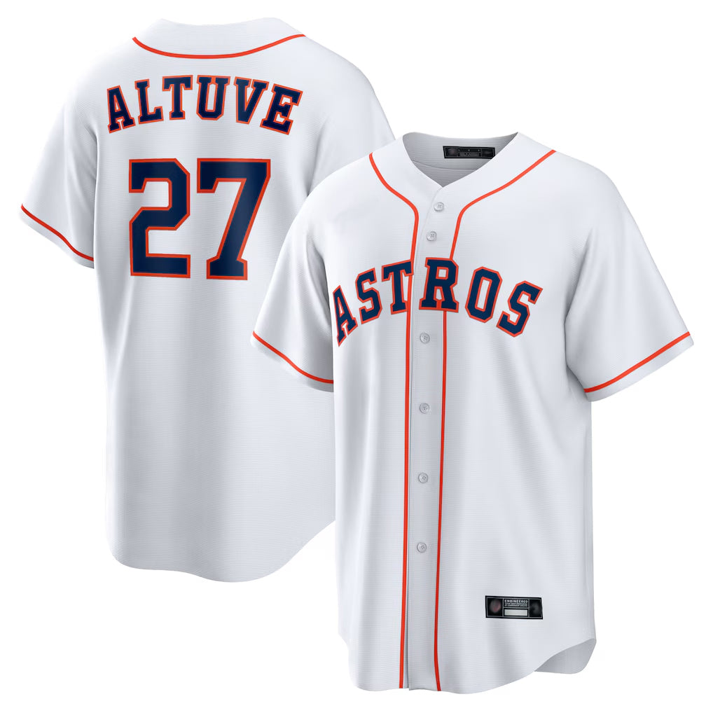 H.Astros #27 Jose Altuve Player White Home Game Ddoa Stitched Jerseys