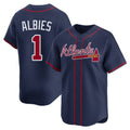 A.Braves #1 Ozzie Albies Player Navy Limited Home Game Ddoa Stitched Jerseys
