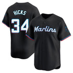 M.Marlins #34 Liam Hicks Player Black Home Limited Ddoa Stitched Jerseys