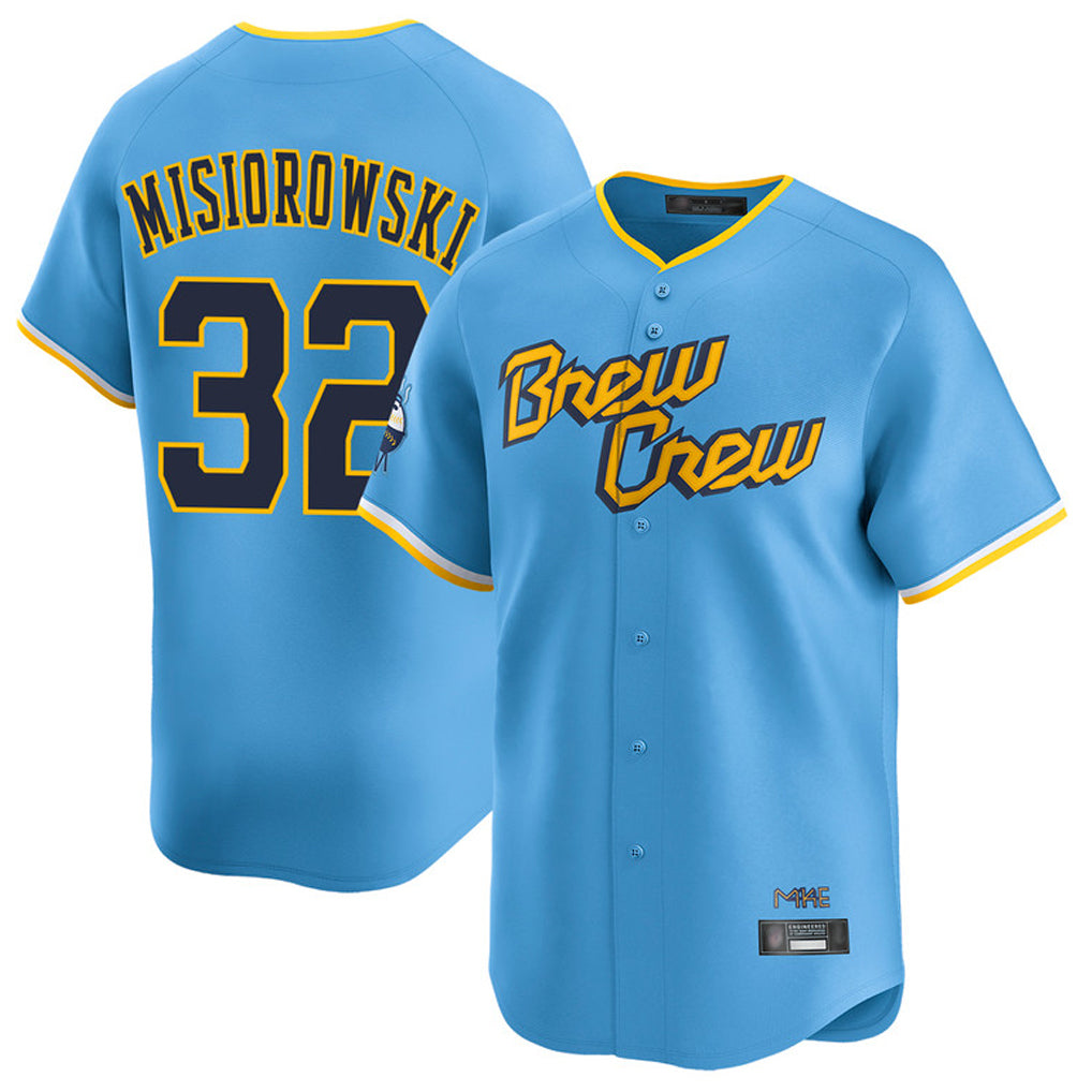 M.Brewers #32 Jacob Misiorowski Player Light Blue City Connect Home Limited Ddoa Stitched Jerseys