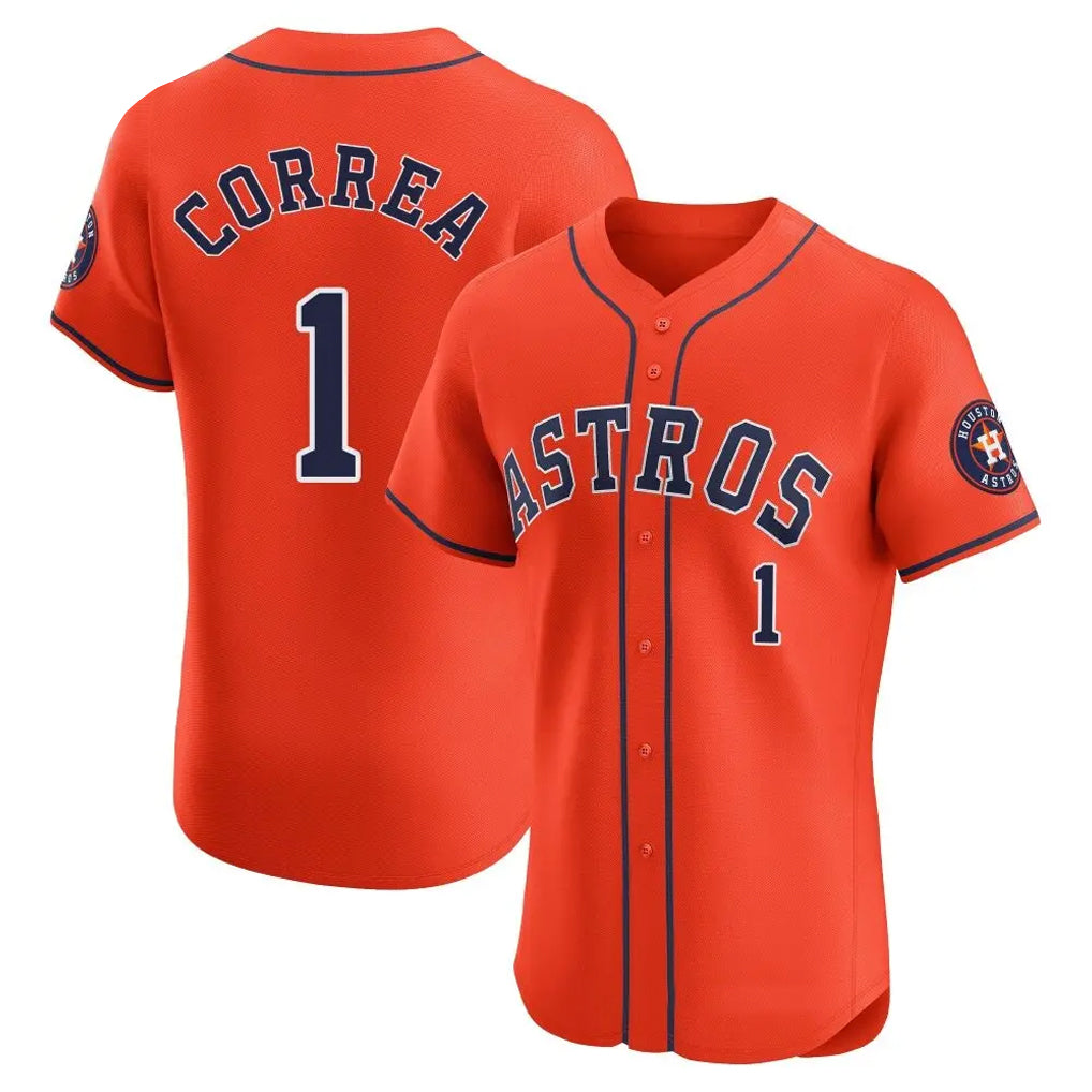 H.Astros #1 Carlos Correa Player Orange Home Limited Elite Ddoa Stitched Jerseys
