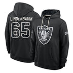 LV.Raiders #65 Tyler Linderbaum Player 2026 Black Logo Pullover Hoodies Limited Game Stitched Jerseys