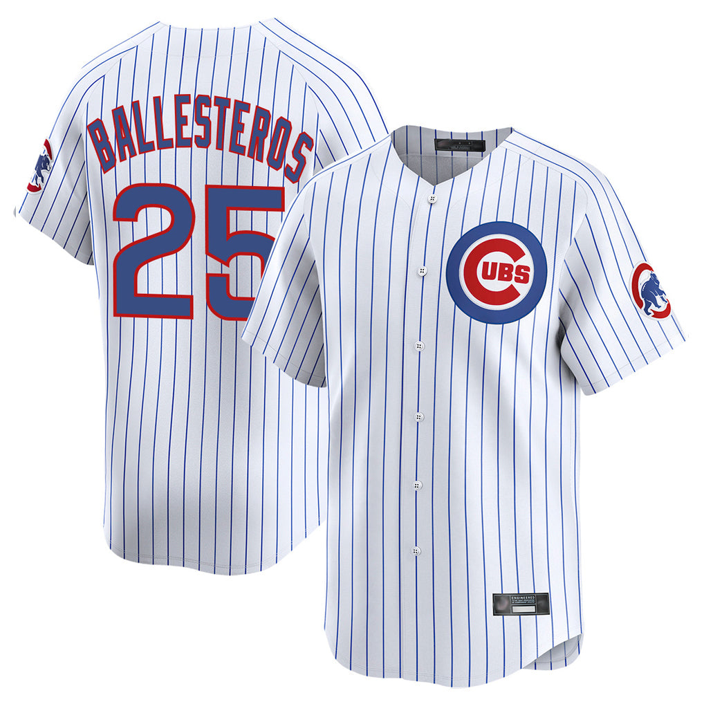 C.Cubs #25 Mois¨¦s Ballesteros Player White Limited Home Game Ddoa Stitched Jerseys