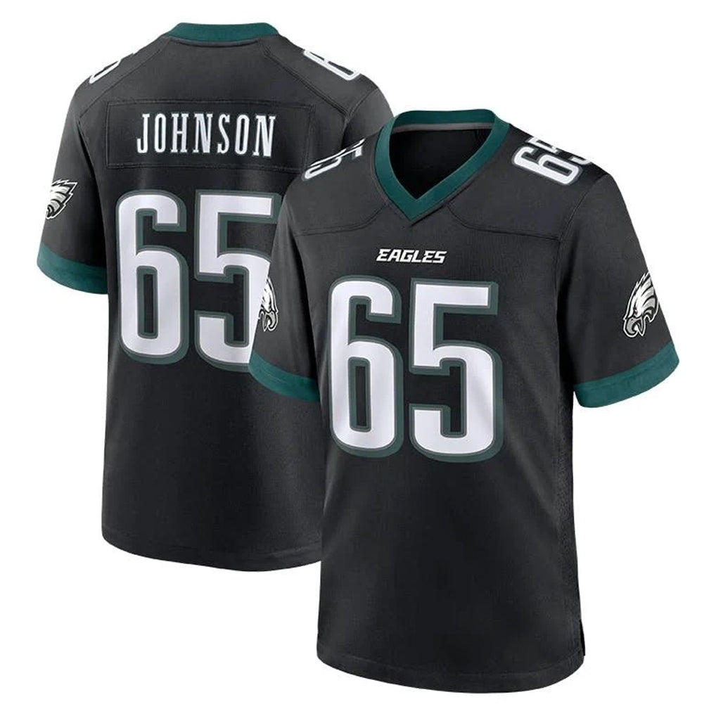 P.Eagles #65 Lane Johnson Player Black Game Home Ddoa Stitched Jerseys