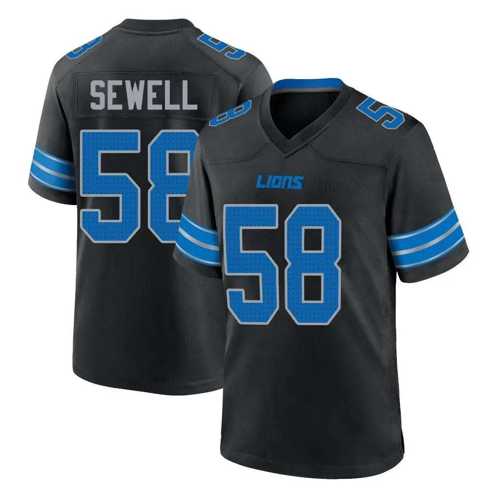 D.Lions #58 Penei Sewell Player Black Alternate Home Game Ddoa Stitched Jerseys