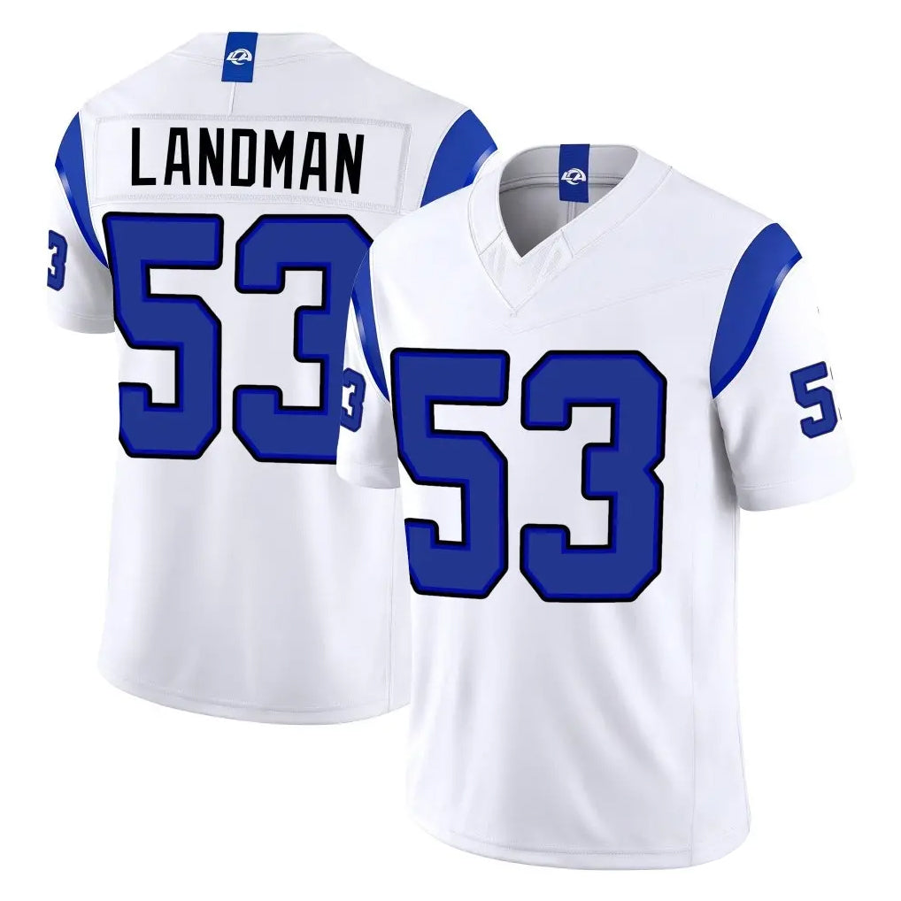 LA.Rams #53 Nate Landman Player White Limited Fearsome Vapor F.U.S.E. Home Game Ddoa Stitched Jerseys