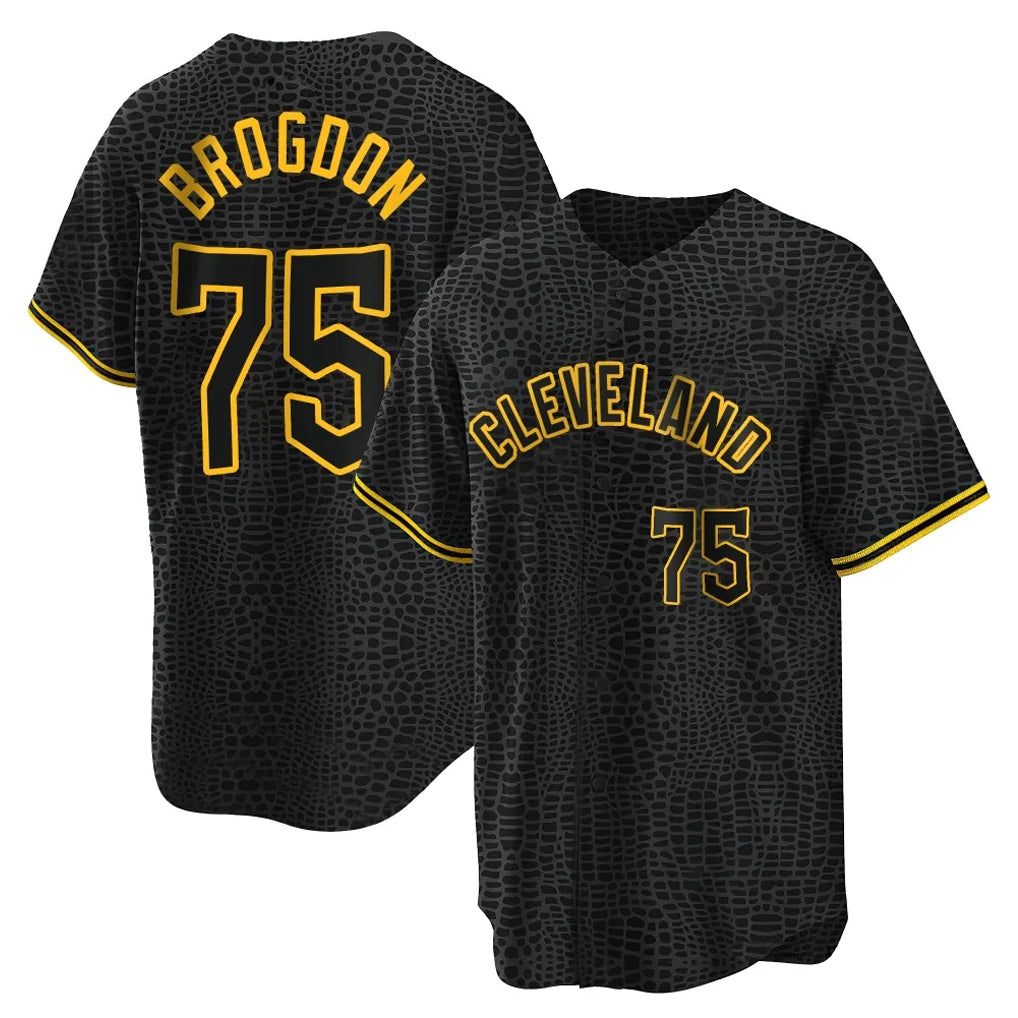 C.Guardians #75 Connor Brogdon Player Black Snake Skin City Home Game Ddoa Stitched Jerseys