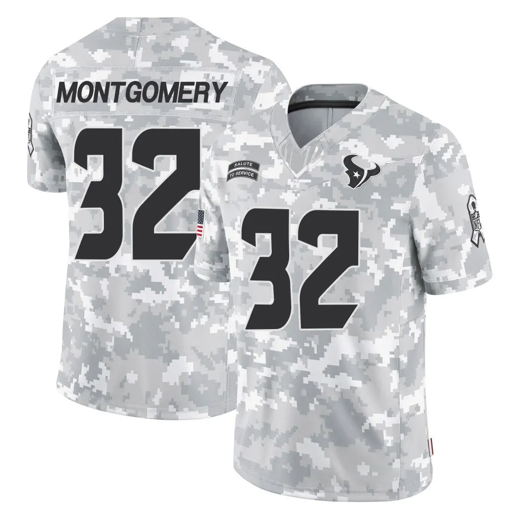 H.Texans #32 David Montgomery Player Arctic Camo Salute To Service Limited Game Ddoa Stitched Jerseys