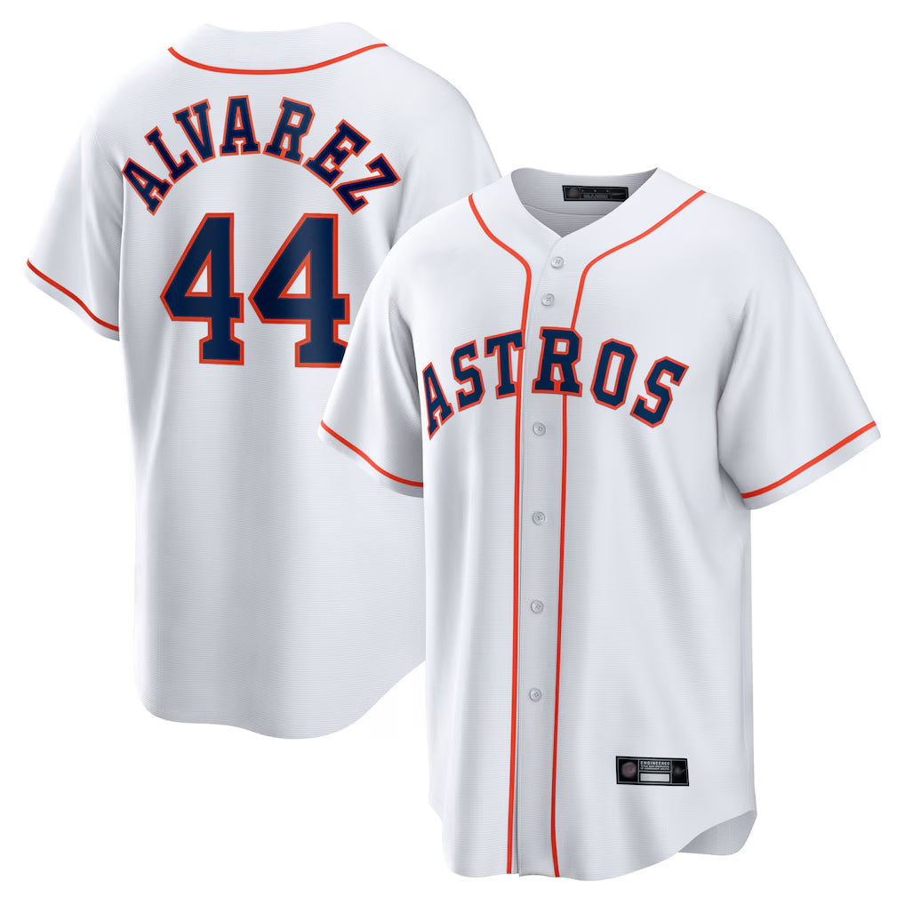 H.Astros #44 Yordan Alvarez Player White Home Game Ddoa Stitched Jerseys