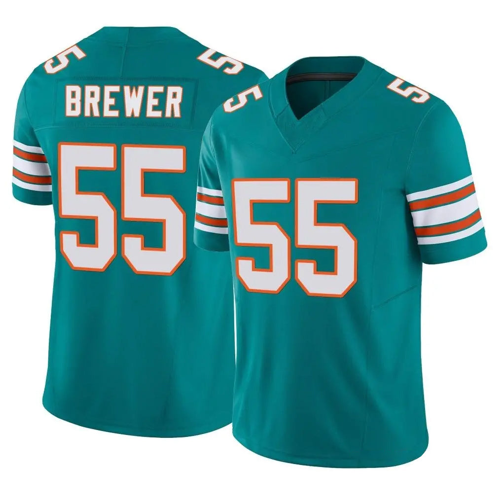 M.Dolphins #55 Aaron Brewer Player Aqua Limited Alternate Vapor F.U.S.E. Home Game Ddoa Stitched Jerseys